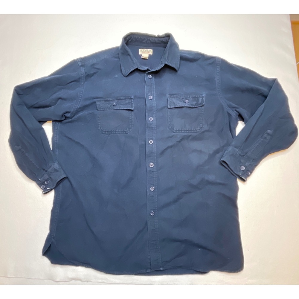 LL Bean Mens Shirt Chamois Cloth Heavyweight XXL Tall Navy Blue